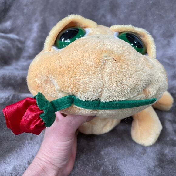 Russ Berrie Lil Peeper Shelly Turtle Plush 15" Big Green Eyes Red Rose Toy READ - Picture 12 of 16